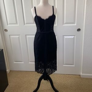 EXPRESS BLACK MIDI LACE DRESS